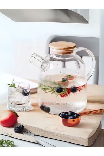 Leila Borosilicate Glass Teapot with Bamboo Lid 1500ml
