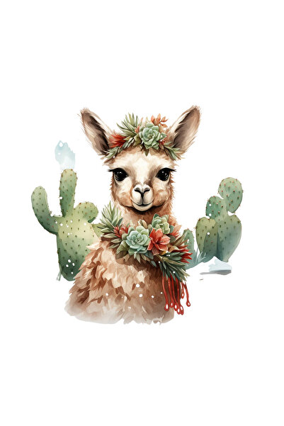 INOVATIX Set de 8 piese, autocolant Lama cu cactuși în păr, INOVATIX®. 6 cm