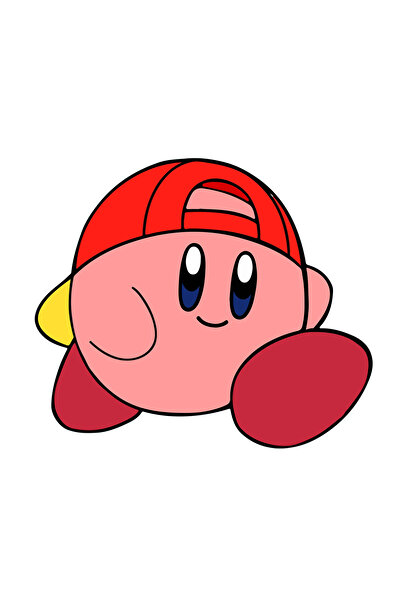 INOVATIX Set de 8 piese, autocolant Kirby căciulă roșie, INOVATIX®. 6 cm