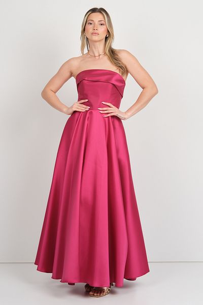 DORİDORCA Doridorca Women Strapless Long Evening Dress 6068 Cherry