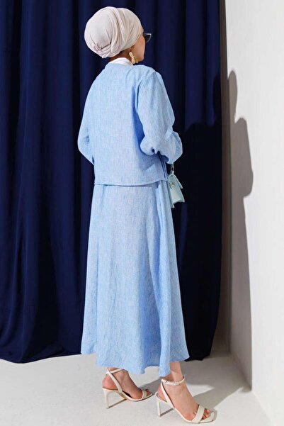 YILMAZBARMAZ γυναικείο βρετανικό κουμπιά με πλισέ μπροστά διπλό κοστούμι