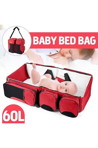 Yelajoy 4-in-1 Traveling Baby Diaper Bag, With Waterproof Cushioning, 75*40*20cm, for outdoor, Red