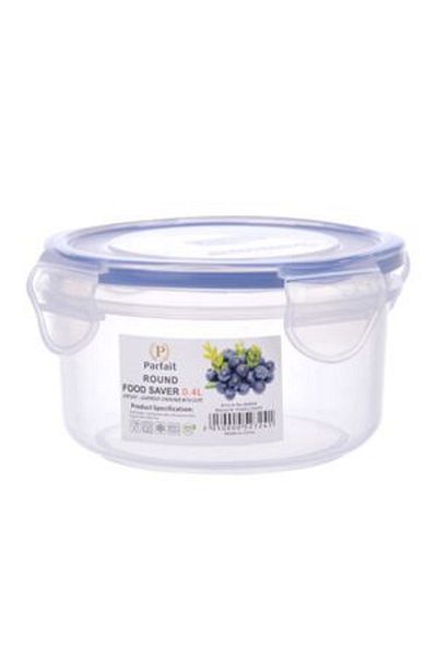 Parfait Round Airtight Leak-Proof Food Container Clear and Blue 0.4 Liter