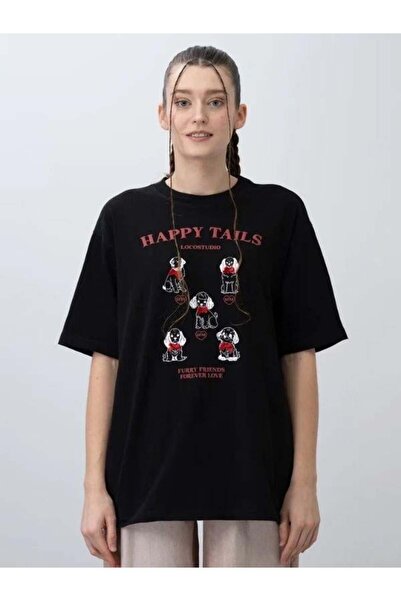 Zekids تي شيرت بتصميم مطبوع على شكل كلب كبير الحجم للفتيات