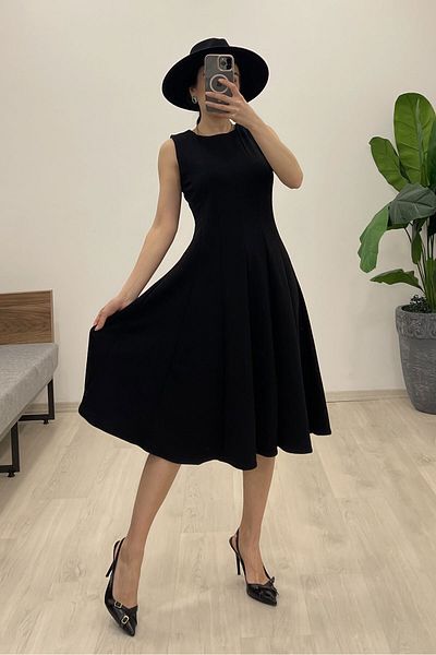 Nazline Rochie midi pliată fără mâneci cu decolteu
