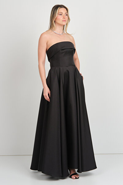 DORİDORCA فستان سهرة طويل بدون حمالات للنساء من Doridorca 6068 باللون الأسود