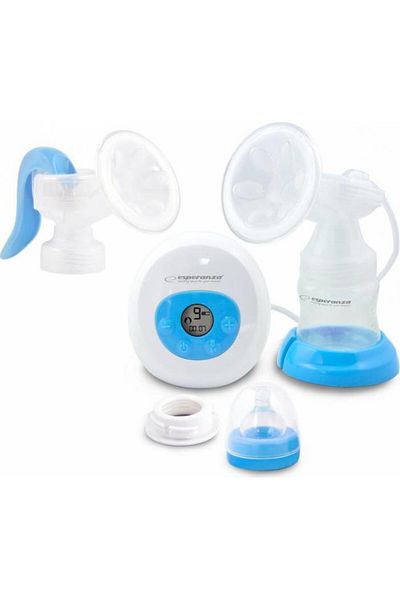 ESPERANZA Esperanza Gemelos Breast Pump ECM003B, 2in1, Glass, 150ml, White/Blue
