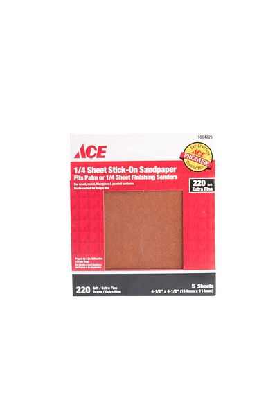 ACE 1/4 Sheet Stick-on Sandpaper (114 x 114 mm, 5 pcs)