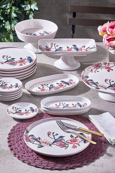 Fecra Pink Bird 18 Piece Serving and Presentation Set