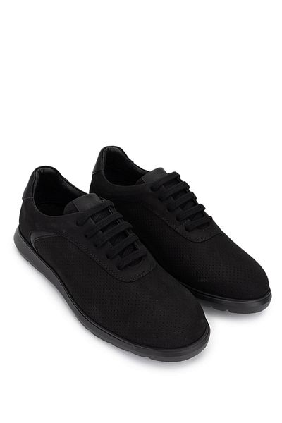 Tamer Tanca Men's Genuine Leather Black Sneakers & Sports Shoes