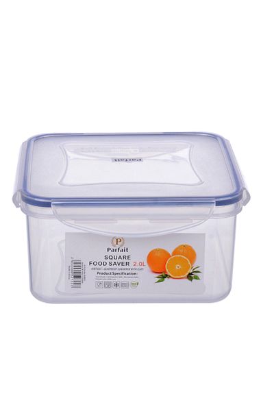 Parfait Square Airtight Leak-Proof Food Container Clear and Blue 2 Liter