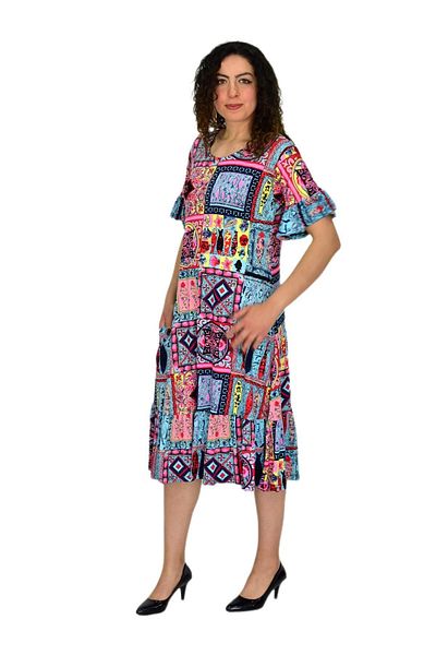 BAGLAN Γυναικεία κοντομάνικη φούστα Valon Lycra Viscose Φόρεμα BGL-ST04672