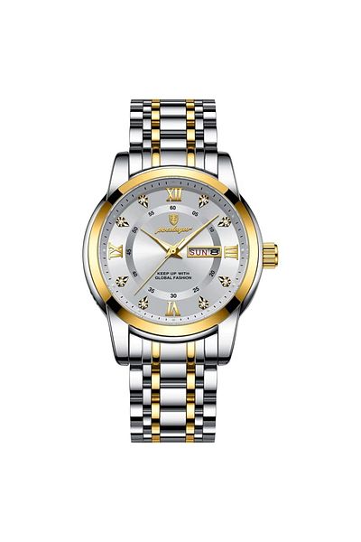 delis Men's watch Poedagar CS1799, stainless steel, silver-gold, white dial