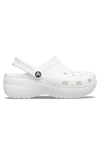 Crocs Classic Platform Clog Γυναικείες λευκές παντόφλες casual στυλ 206750_100