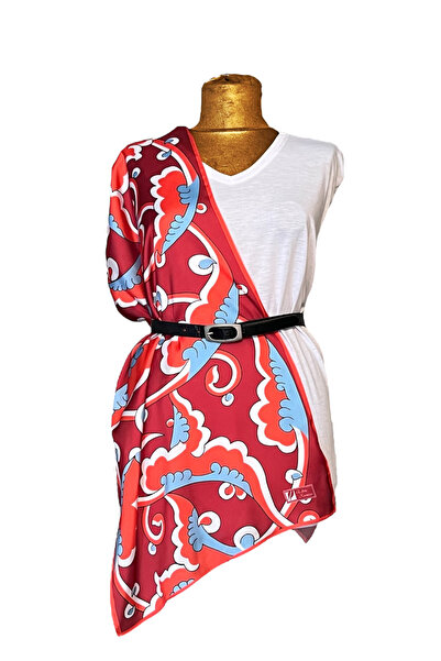 EDİRNE KIRMIZISI Edirne Kırmızısı Fular Mavi Çini 45*145cm