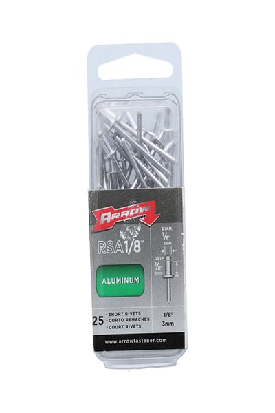 ARROW 5-Piece Heavy-Duty Short Aluminium Rivets Silver 1/8inch