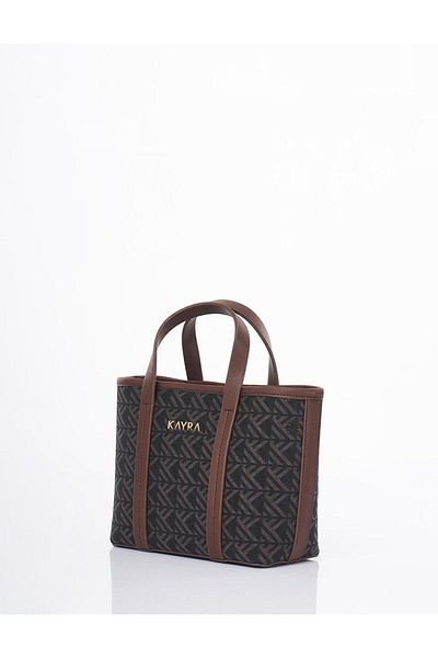 Kayra Geantă Shopper de mărime medie cu model monogramă maro