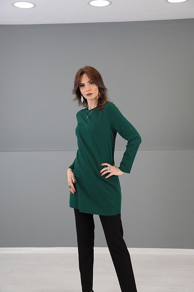 ÖNDER ÖZSOY O-Neck Long Sleeve Blouse-Smog