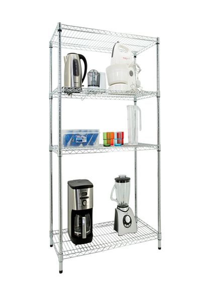 HONEYBEE Chrome Finish Durable Steel Adjustable 4-Tier Shelves Wire Rack