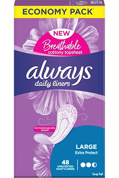Always Daily Liners Extra Protect Pantyliners, Large, 48 Count