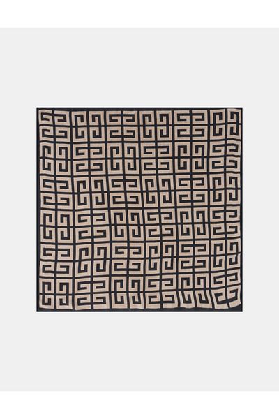 Kayra Monogram Pattern Scarf Black