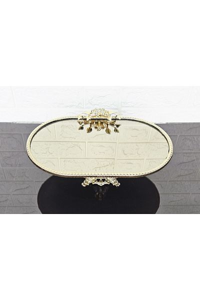 atabey home Bronze Mirror Large Boat Presentation Cast with Gold Frame and Square Feet 33 cm