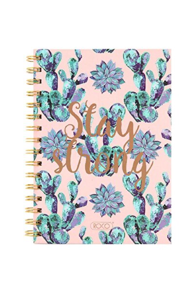 Roco دفتر ملاحظات "ابق قويًا" بنقشة زهور وصبار، مقاس A5، 80 ورقة، مسطرة واحدة...