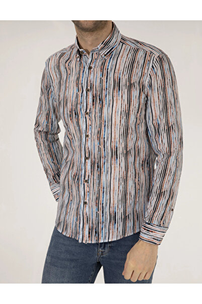 Pierre Cardin Синя сорочка Slim Fit з довгими рукавами