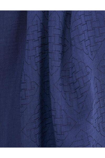 Kayra Шаль з геометричним візерунком, бавовняна суміш, темно-синій