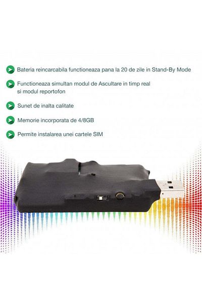 Minitechnics Microphone + Voice Activated Recorder - 4Gb Memory - 73 hours