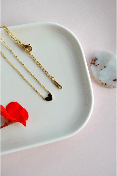 Sacce Scarves&Accessories Mini Heart Double Sided Steel Necklace – Black & White