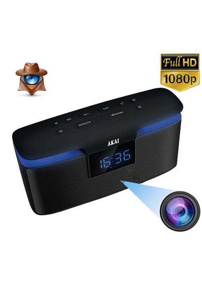 Minitechnics Wi-Fi P2P Micro Video Camera in Speaker with Radio – 100% Undetectable Lens, Motion Sensor, Full