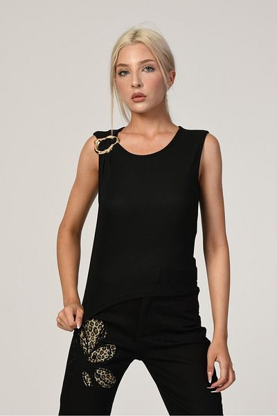 Bigdart Big Dart Shoulder Gold Stone Detailed Blouse