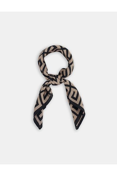 Kayra Monogram Pattern Scarf Black