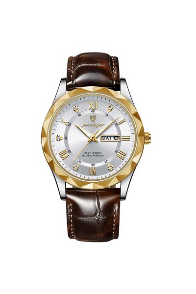 delis Men's watch Poedagar CS1773, natural leather, brown, white dial