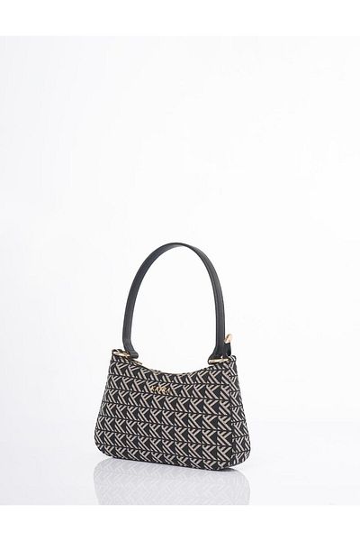 Kayra Geantă Hobo cu model monogramă neagră