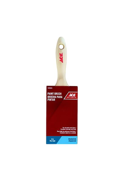 ACE Synthetic Wooden Handle Multi-Purpose Soft-Bristled Professional Paint Brush Beige 3 Inch