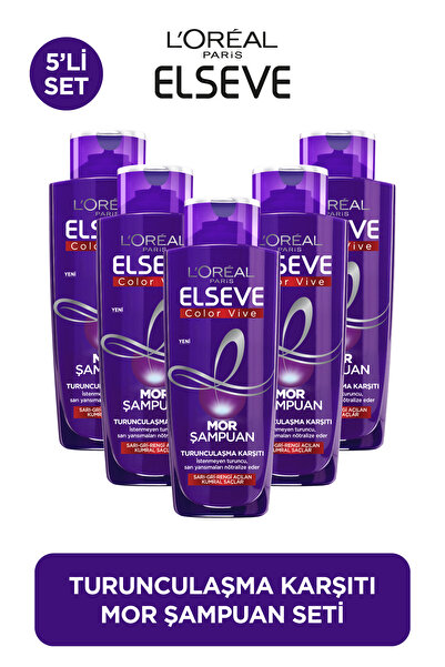 ELSEVE 5'li Turunculaşma Karşıtı Mor Şampuan 200 ml Seti