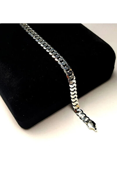 Genel Markalar Unisex Gümüş Renk Italyan Gurmet Bileklik 6 Mm Genişlik 21 Cm