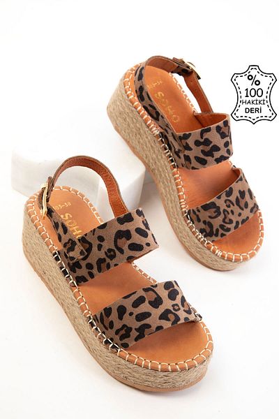 SOHO Leopard Echtes Leder Damen Sandalen 20683