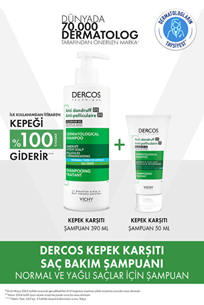 Vichy Dercos Şampuan Seti: Kepek Karşıtı Normal/ Yağlı Saçlar İçin Şampuan 39...