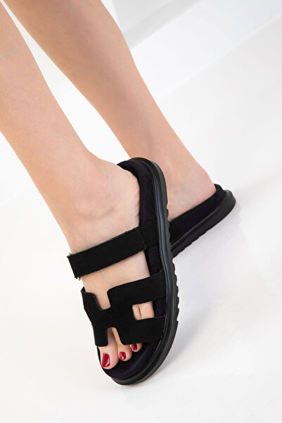 SOHO Black Suede Women's Slippers 20697