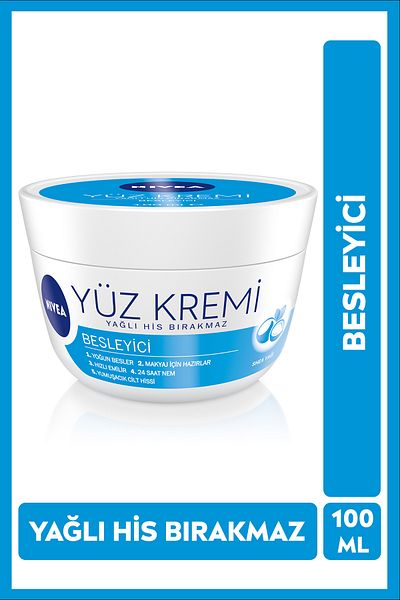 NIVEA Nourishing Face Care Cream 100ml, 24 Hour Moisturizing, Makeup Base, Does Not Leave a Greasy Feeling, Quickly Absorbed
