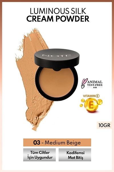 NOTE Luminous Silk Cream Powder Patakrem Matte Finish Powder Foundation - 03 Medium Beige