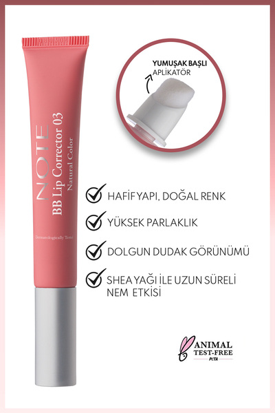 NOTE Bb Lip Corrector Renk Eşitleyici Ve Nemlendirici Dudak Parlatıcısı - 03 - Pembe