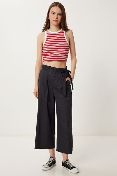 Happiness İstanbul Women's Black Tie Detailed Wide Leg Pants Wf00154