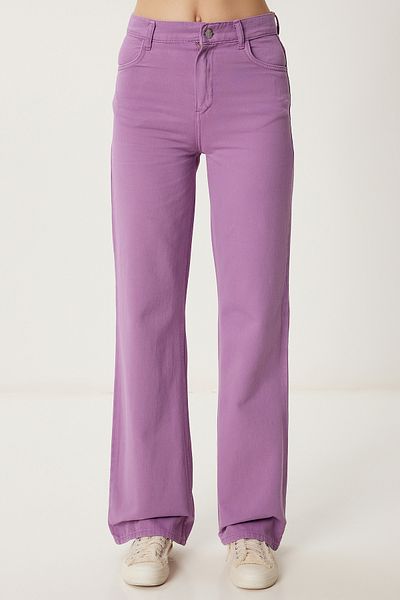 Happiness İstanbul Women's Lilac Wide Leg Pocket Gabardine Trousers Wf00123