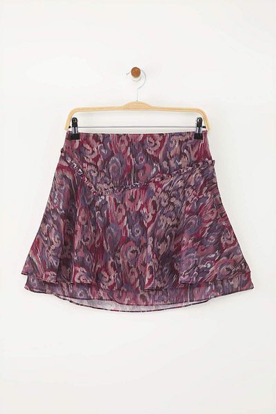 Trendyol Collection Burgundy Self Glitter Patterned Ruffle Mini Lined Chiffon Skirt Twoss25Et00203