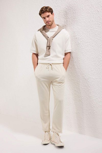 Trendyol Collection Stone Slim Fit Tie Waist Ελαστικό πλεκτό άνετο παντελόνι TMNAW25PL00023