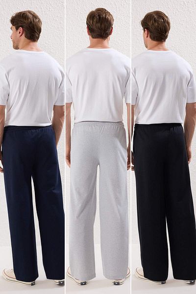 Trendyol Collection Μαύρο-Ναυτικό-Γκρι Melange 3 Pack Φούτερ με κανονική εφαρμογή